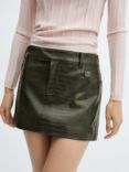 Mango Cassie Crocodile Effect Mini Skirt, Beige/Khaki