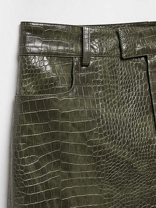 Mango Cassie Crocodile Effect Mini Skirt, Beige/Khaki
