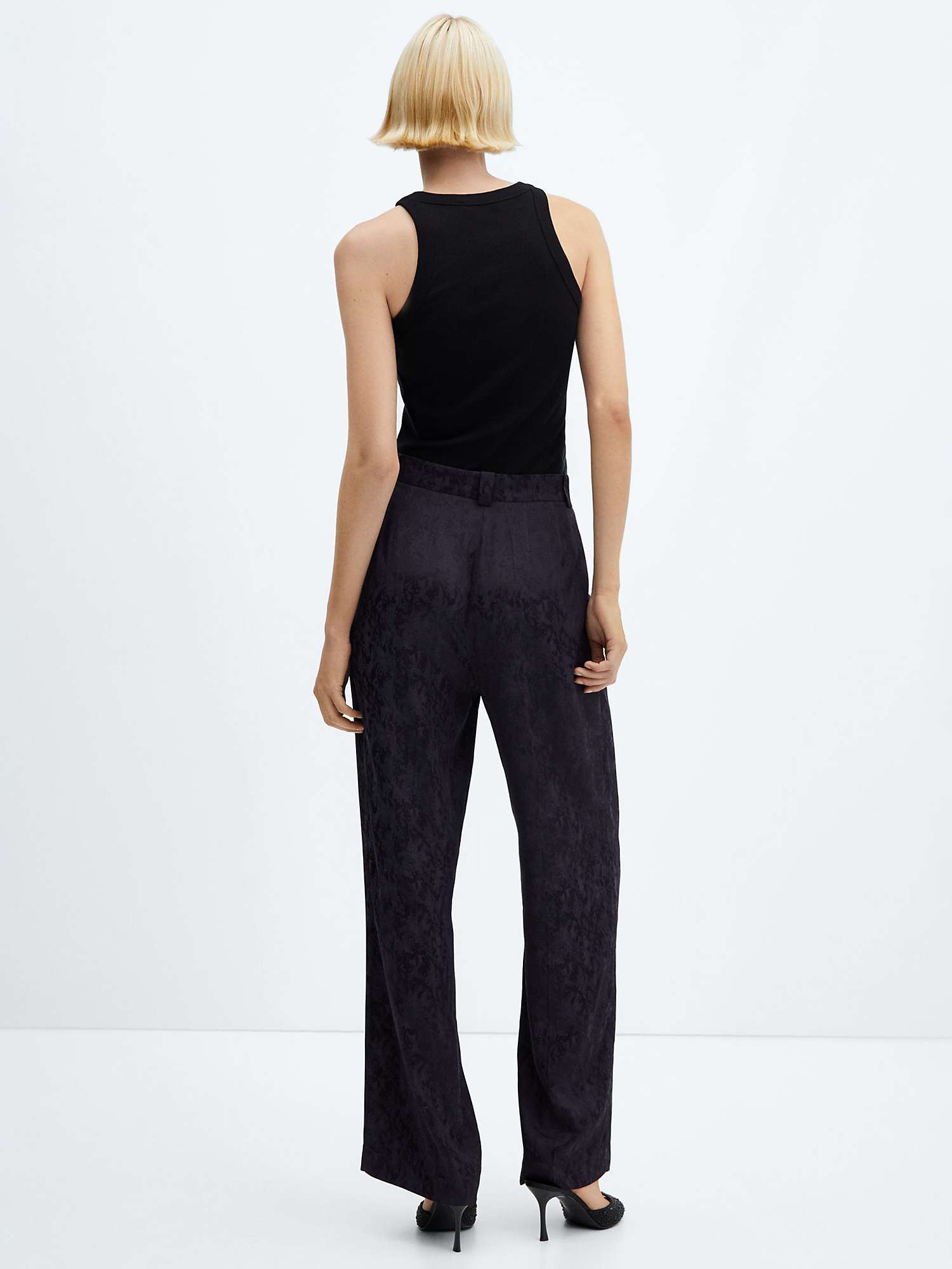 Buy Mango Astrid Jacquard Suit Trousers, Dark Blue Online at johnlewis.com