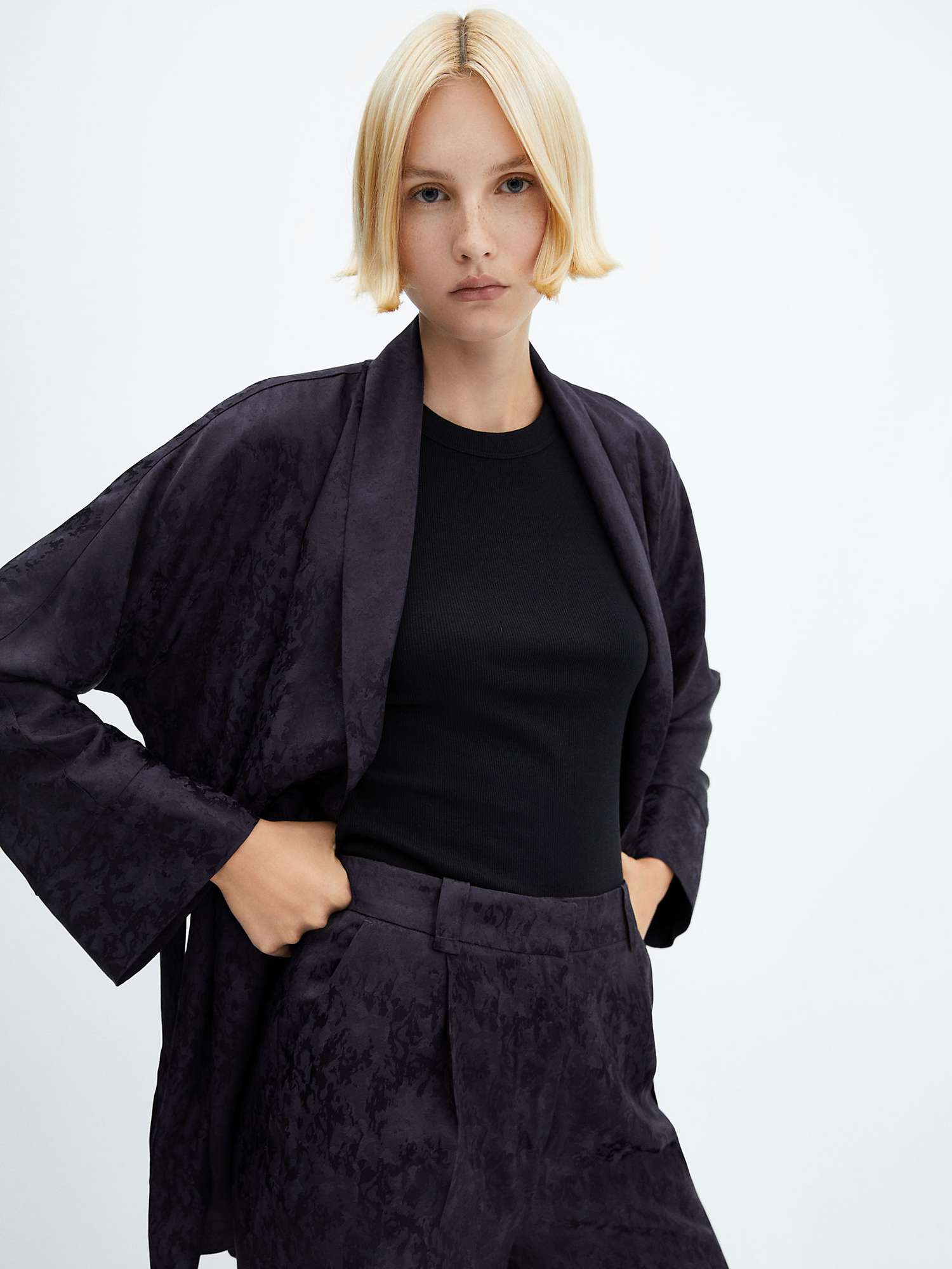 Buy Mango Astrid Jacquard Suit Trousers, Dark Blue Online at johnlewis.com