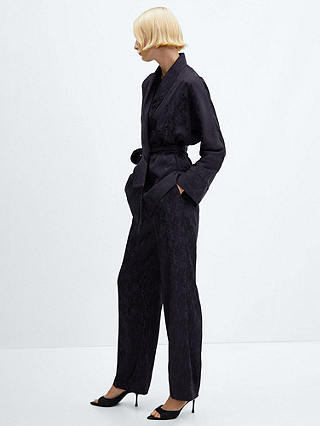 Mango Astrid Jacquard Suit Trousers, Dark Blue