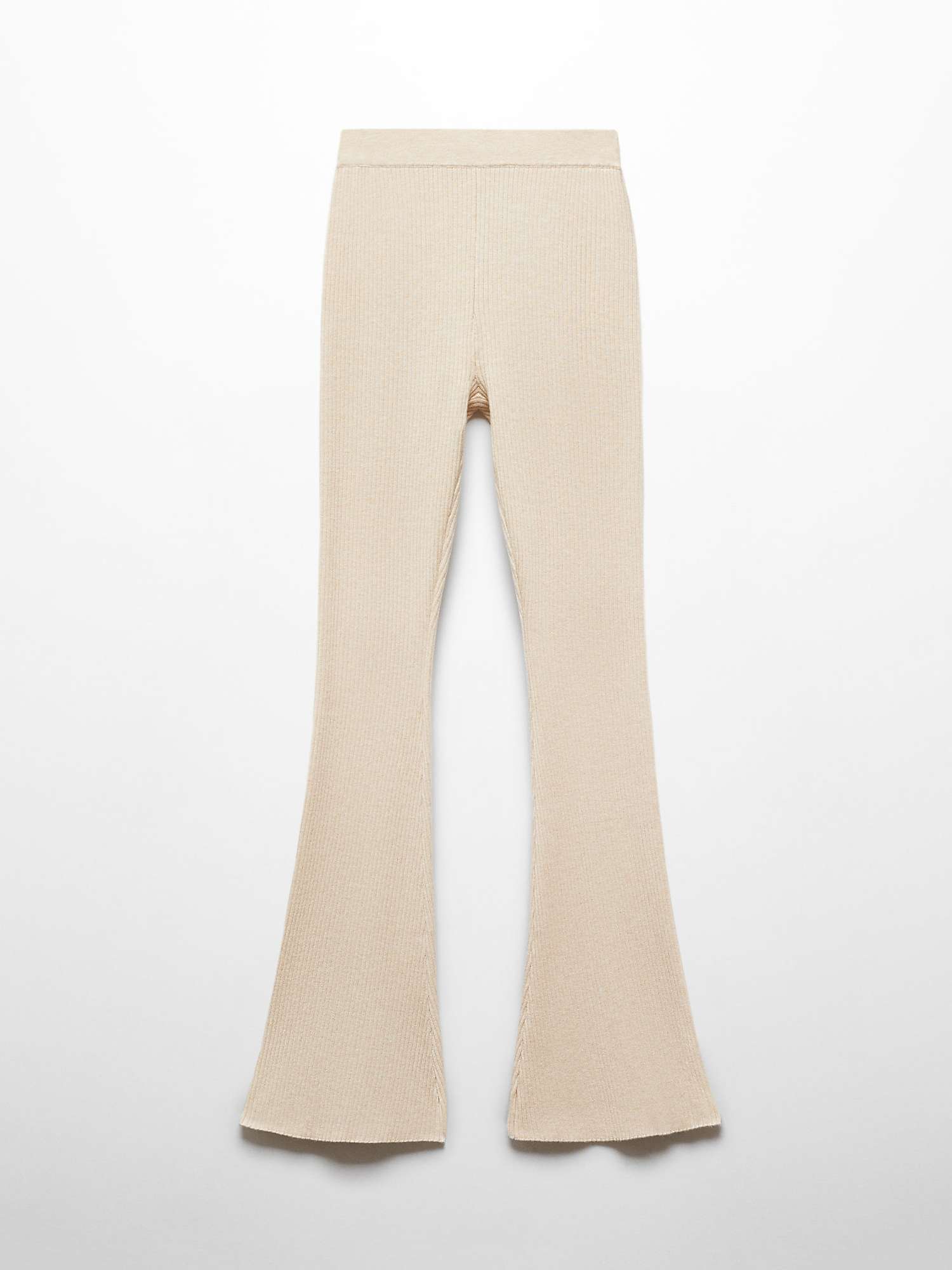 Buy Mango Flare Wide Leg Ribbed Trousers, Light Beige Online at johnlewis.com