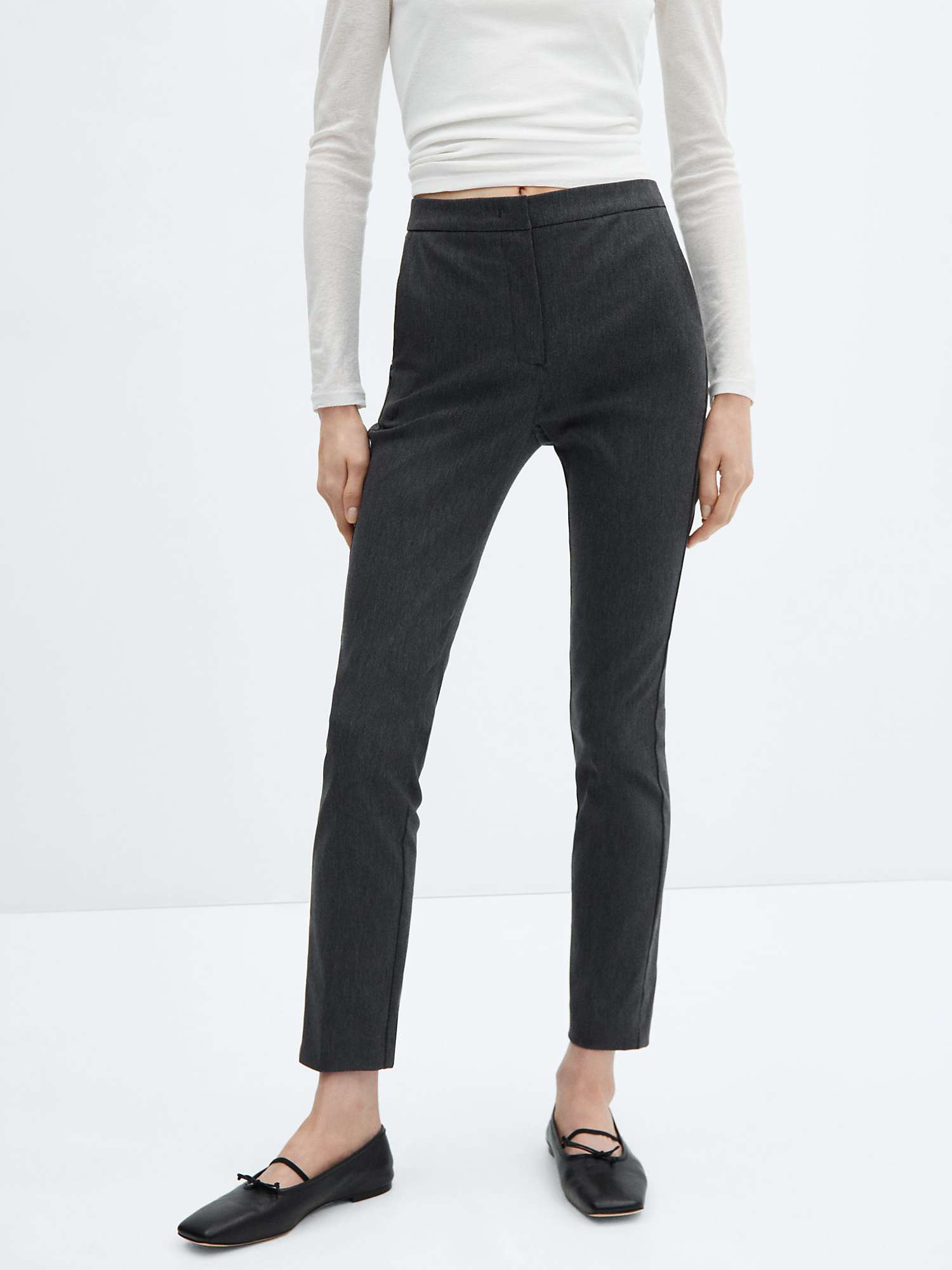 Buy Mango Cola Cropped Skinny Fit Trousers, Light Pastel Grey Online at johnlewis.com
