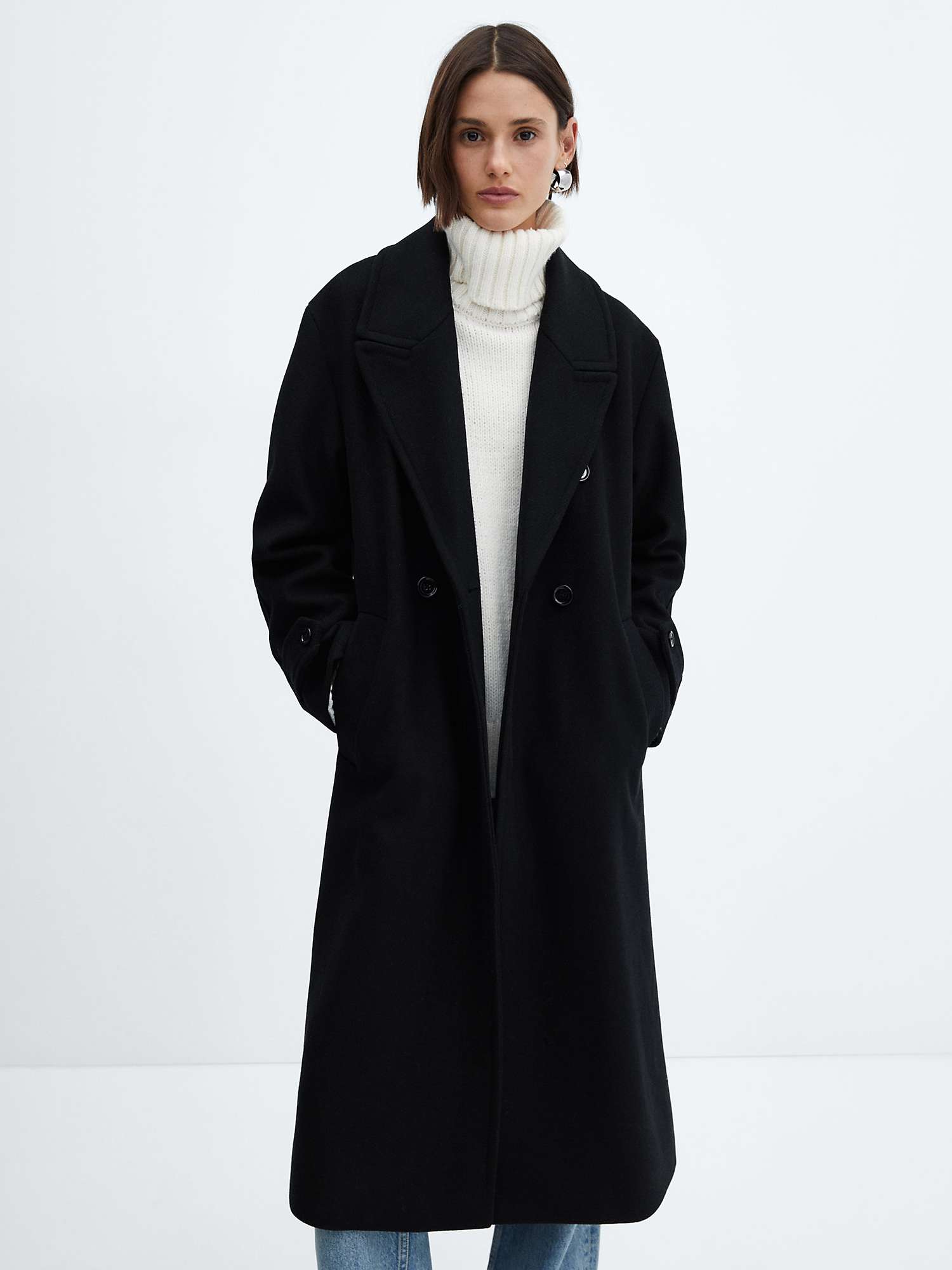 Buy Mango Gauguin Wool Blend Oversized Coat, Black Online at johnlewis.com