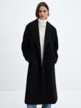 Mango Gauguin Wool Blend Oversized Coat, Black