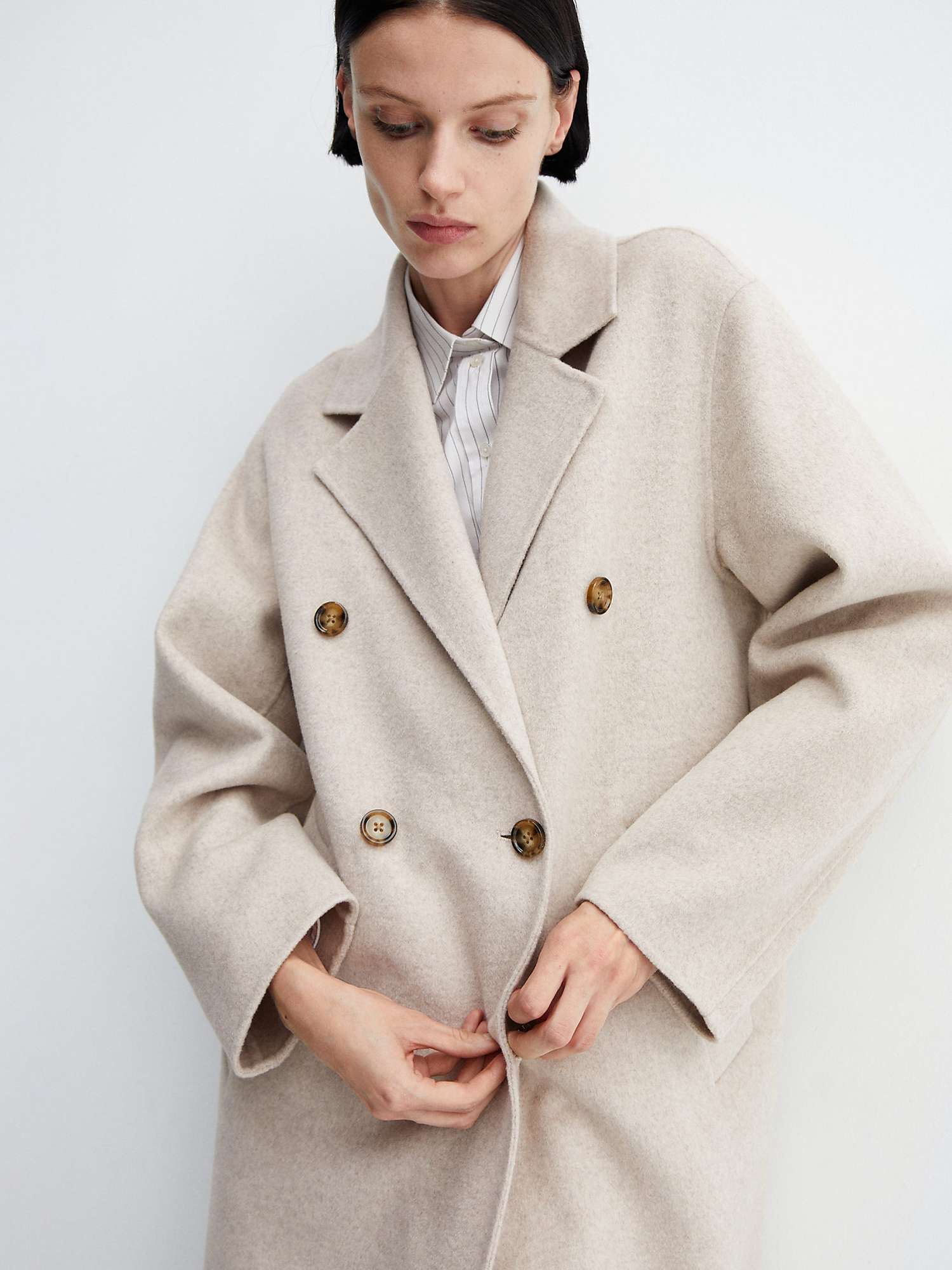 Buy Mango Picarol Wool Blend Coat, Light Grey Online at johnlewis.com