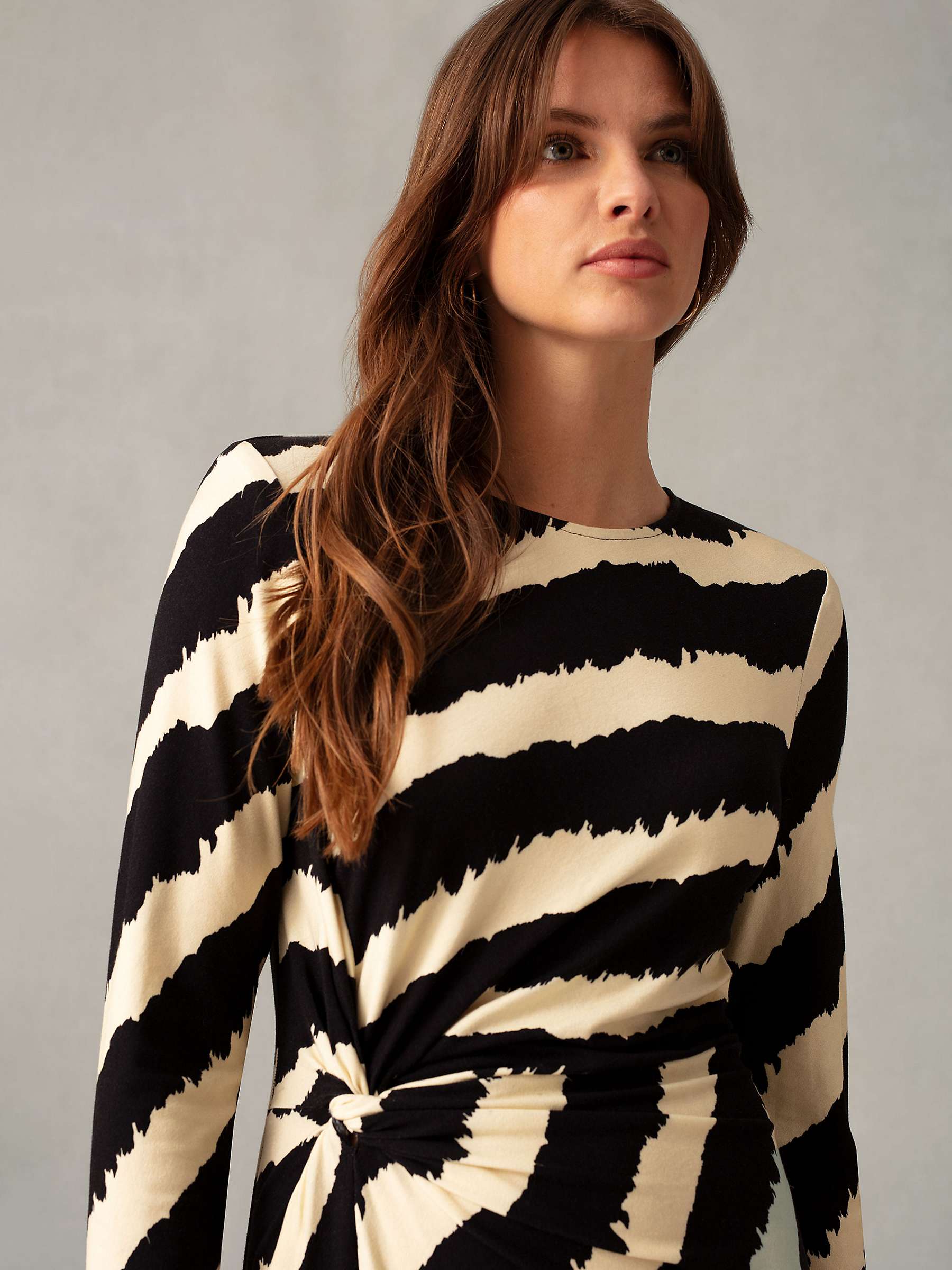 Buy Ro&Zo Bold Stripe Twist Detail Maxi Jersey Dress, Black/Cream Online at johnlewis.com