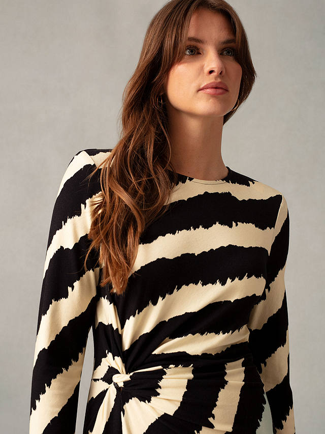 Ro&Zo Bold Stripe Twist Detail Maxi Jersey Dress, Black/Cream