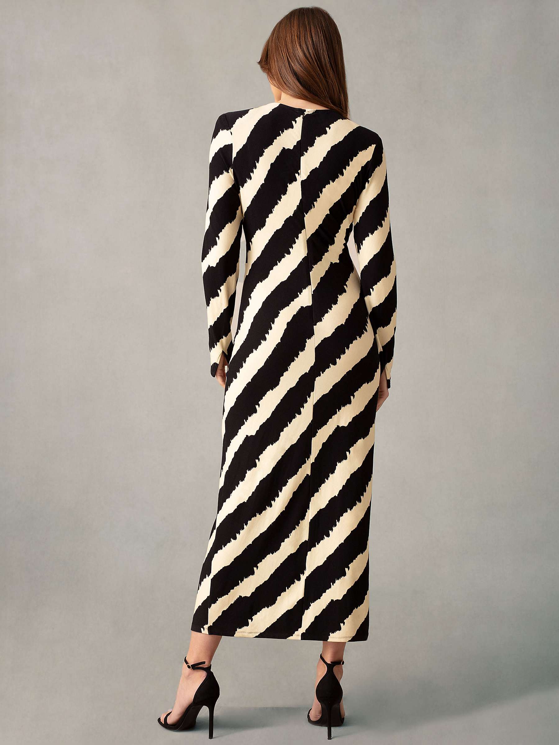 Buy Ro&Zo Bold Stripe Twist Detail Maxi Jersey Dress, Black/Cream Online at johnlewis.com