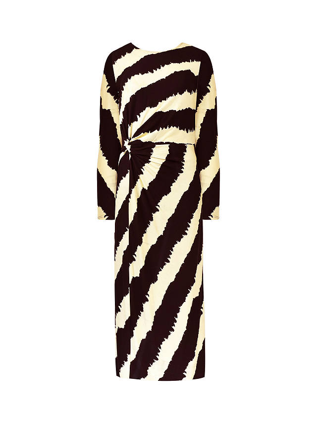 Ro&Zo Bold Stripe Twist Detail Maxi Jersey Dress, Black/Cream