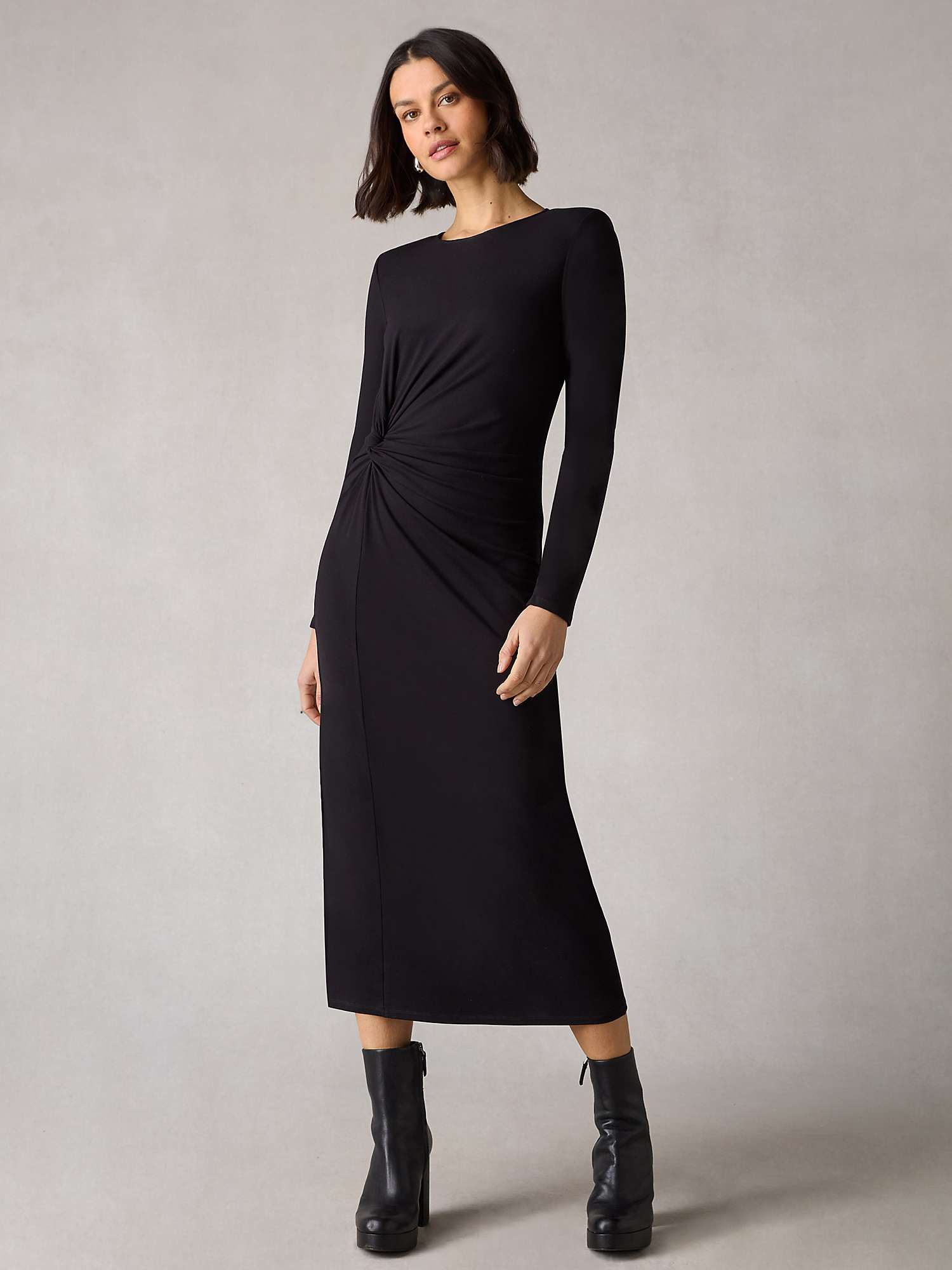 Buy Ro&Zo Petite Twist Detail Midi Dress, Black Online at johnlewis.com
