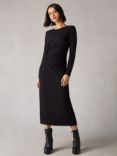 Ro&Zo Petite Twist Detail Midi Dress, Black