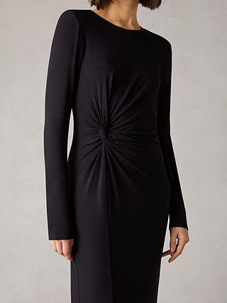 Ro&Zo Petite Twist Detail Midi Dress, Black