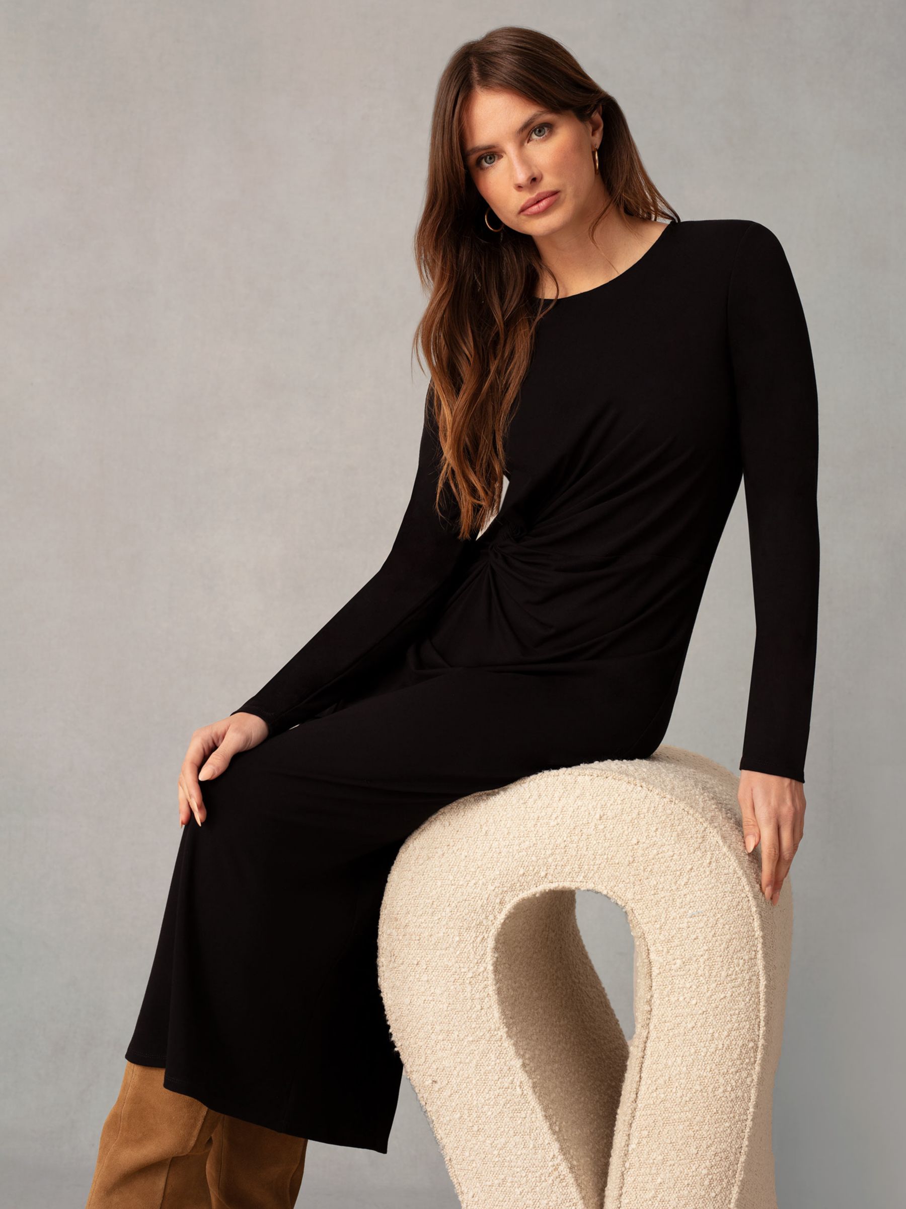 Buy Ro&Zo Twist Detail Midi Dress, Black Online at johnlewis.com