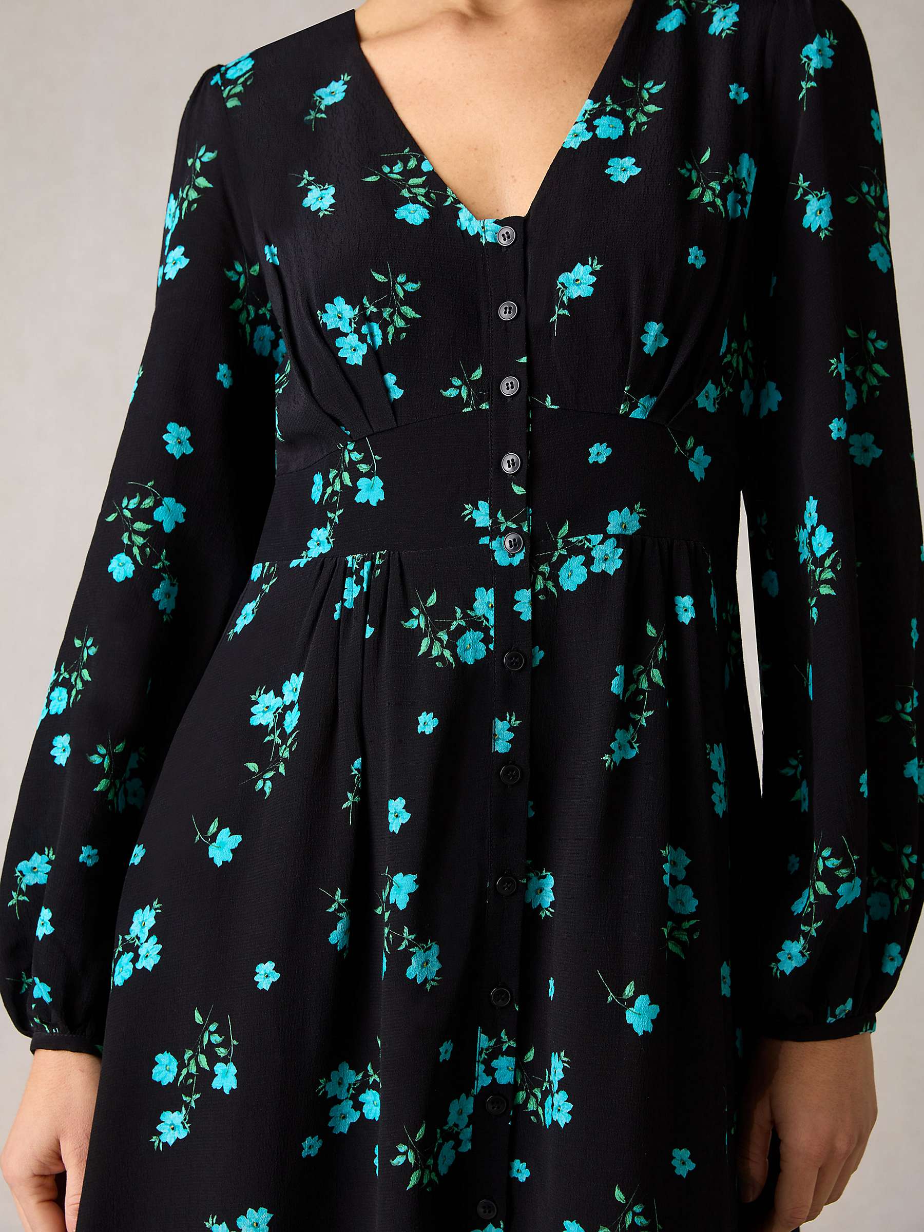 Buy Ro&Zo Petite Cluster Floral Button Front Midi Dress, Black/Multi Online at johnlewis.com
