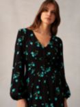 Ro&Zo Floral Cluster Print Midi Dress, Black/Multi, Black/Multi