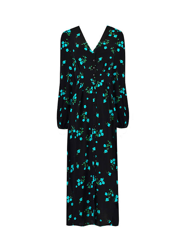 Ro&Zo Floral Cluster Print Midi Dress, Black/Multi