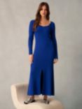 Ro&Zo Rib Knit Sweetheart Neck Midi Dress, Cobalt Blue