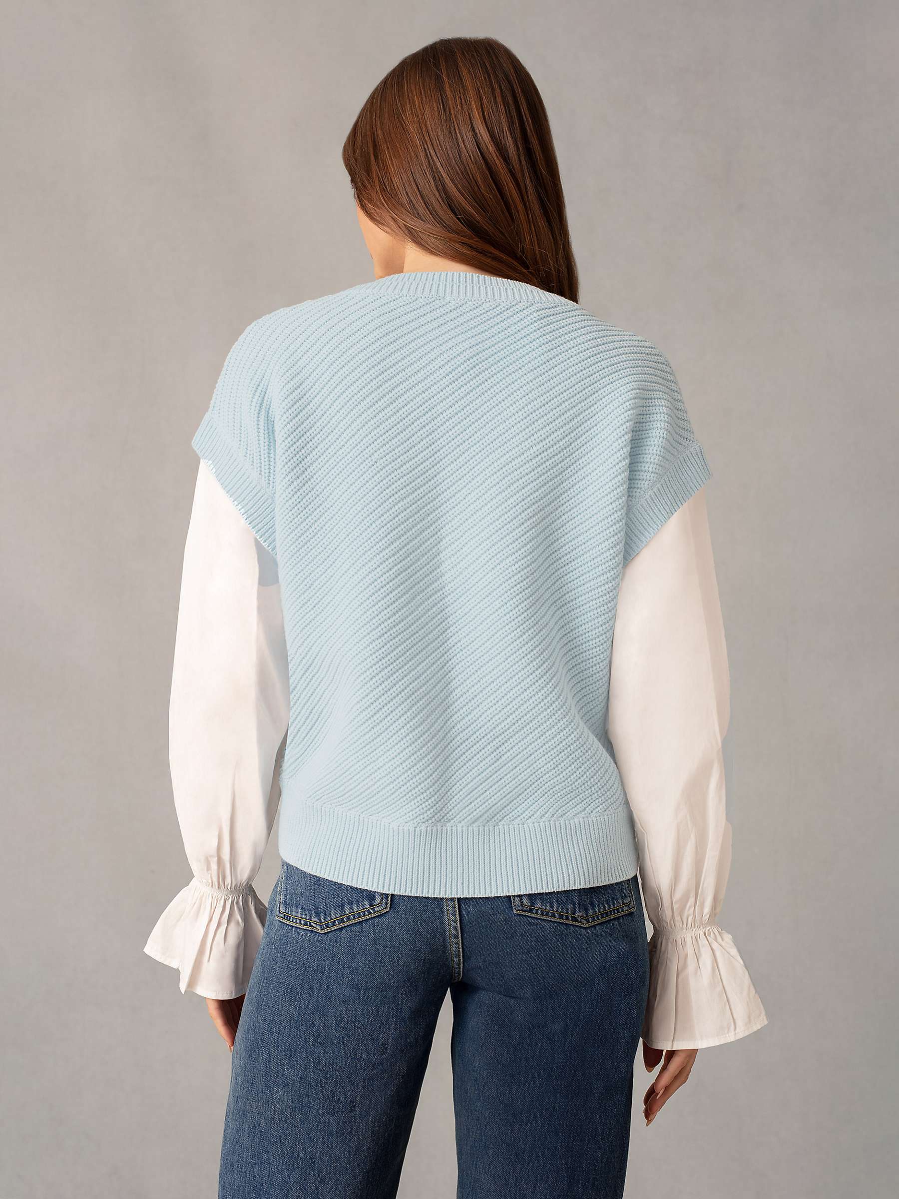 Buy Ro&Zo 2-in-1 Shirt Sleeve Jumper, Blue/White Online at johnlewis.com