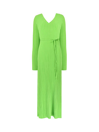 Ro&Zo Wide Rib Knit V-Neck Maxi Dress, Lime Green