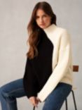 Ro&Zo Two Tone Chunky Rib Knit Turtleneck Jumper