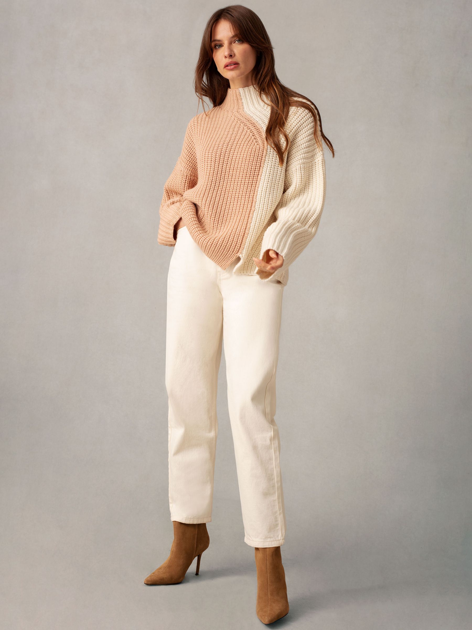 Buy Ro&Zo Two Tone Chunky Rib Knit Turtleneck Jumper Online at johnlewis.com