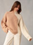 Ro&Zo Two Tone Chunky Rib Knit Turtleneck Jumper