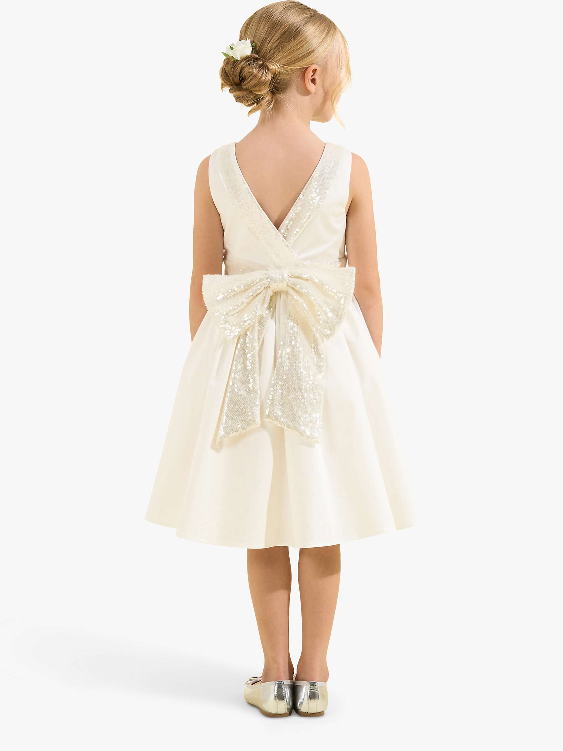 Buy Angel & Rocket Kids' Sequin Bow Occasion Dress, Silver/Ivory Online at johnlewis.com