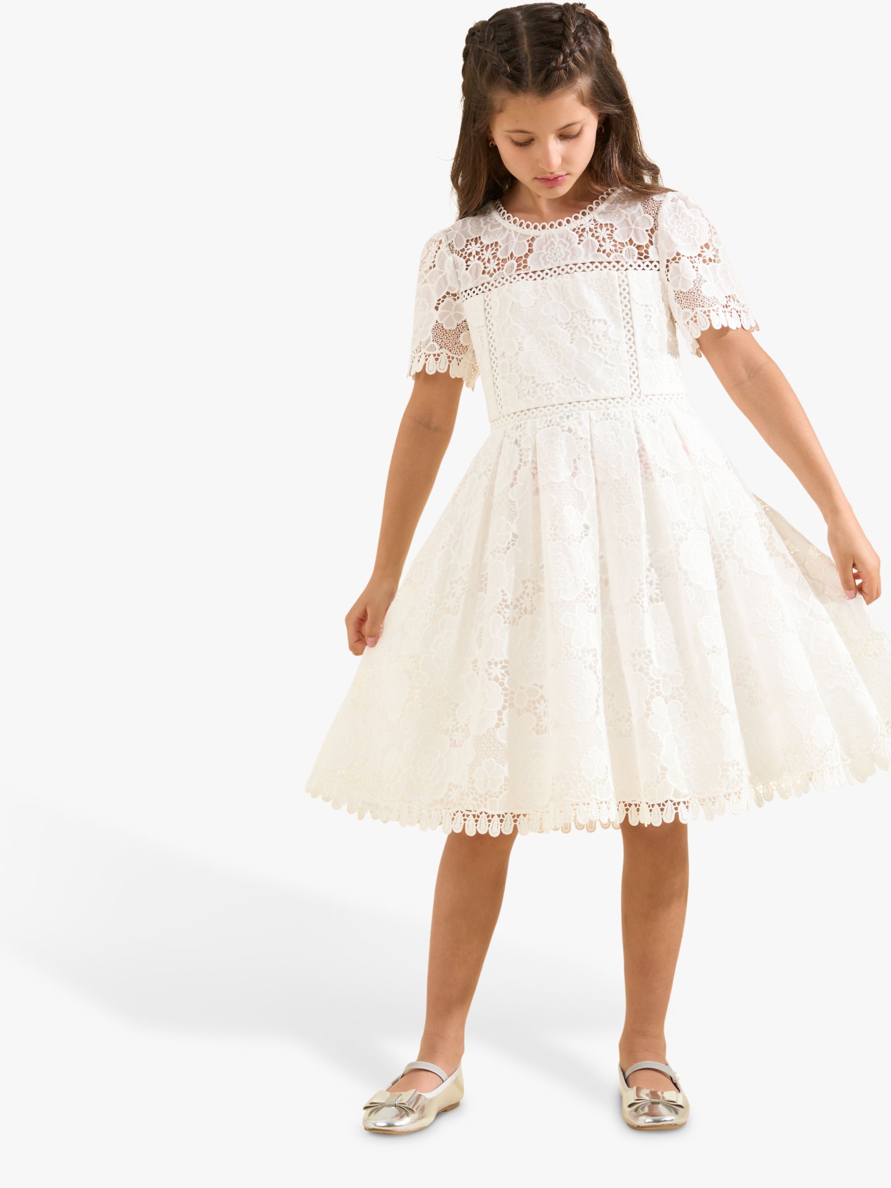 Angel & Rocket Kids' Mavea Lace Dress, White, 11 years