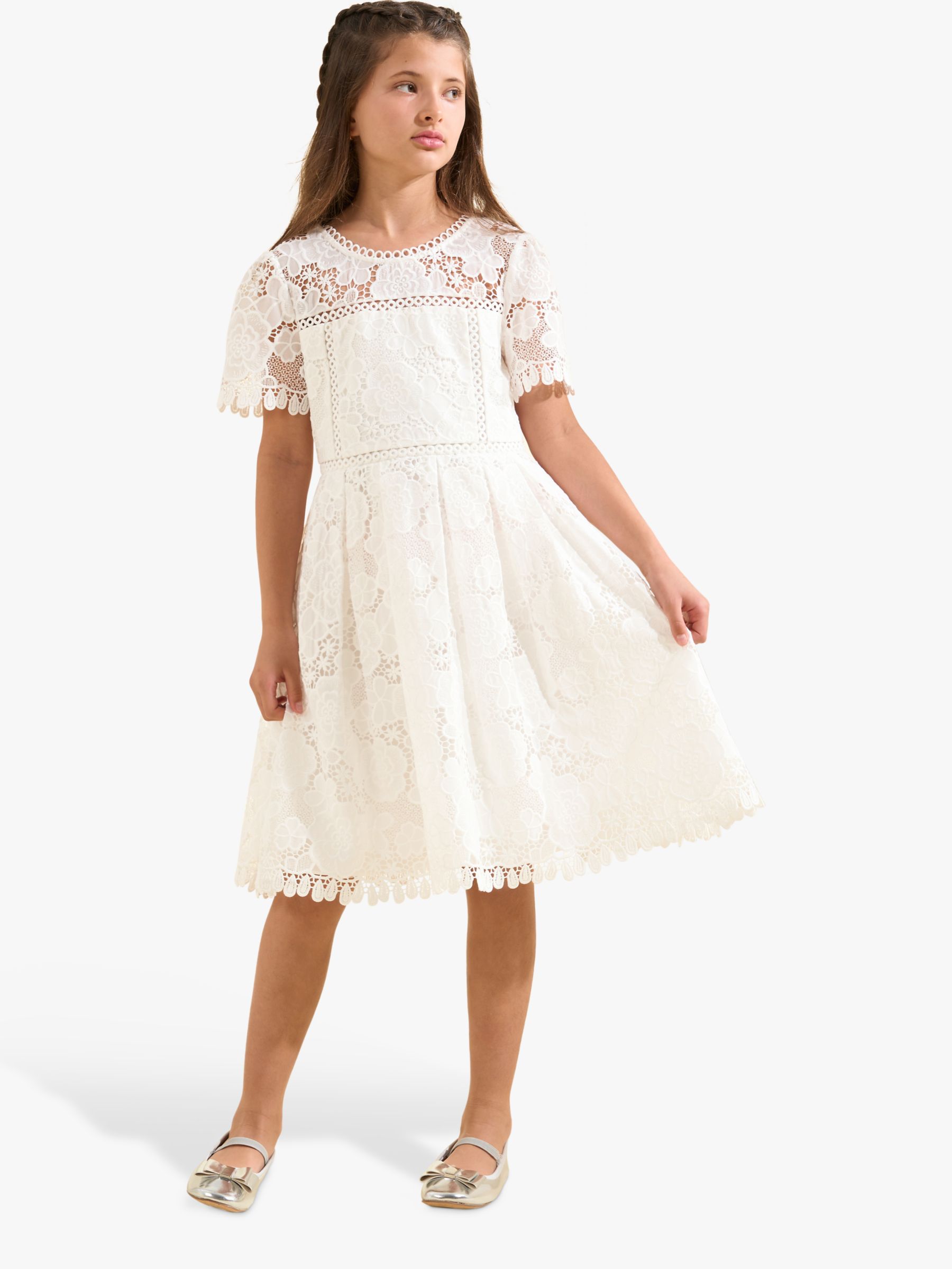 Buy Angel & Rocket Kids' Mavea Lace Dress, White Online at johnlewis.com