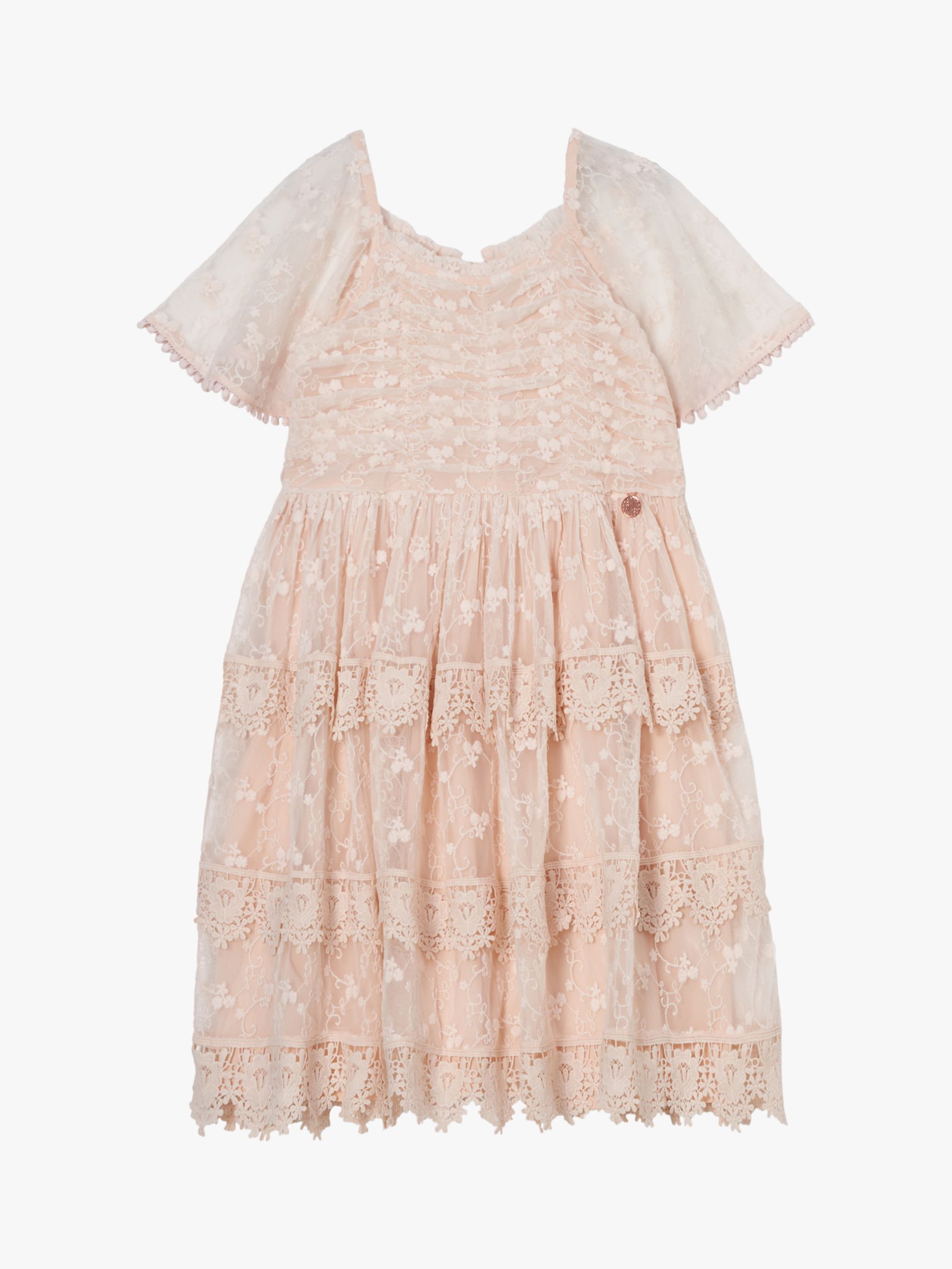 Buy Angel & Rocket Kids' Annabelle Vintage Lace Mesh Dress, Pink Online at johnlewis.com