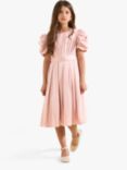 Angel & Rocket Kids' Portia Pleated Bodice Puff Sleeve Occasion Dress, Blush