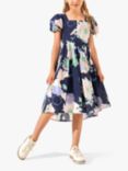 Angel & Rocket Kids' Evita Floral Print Tie Back Print Dress, Purple