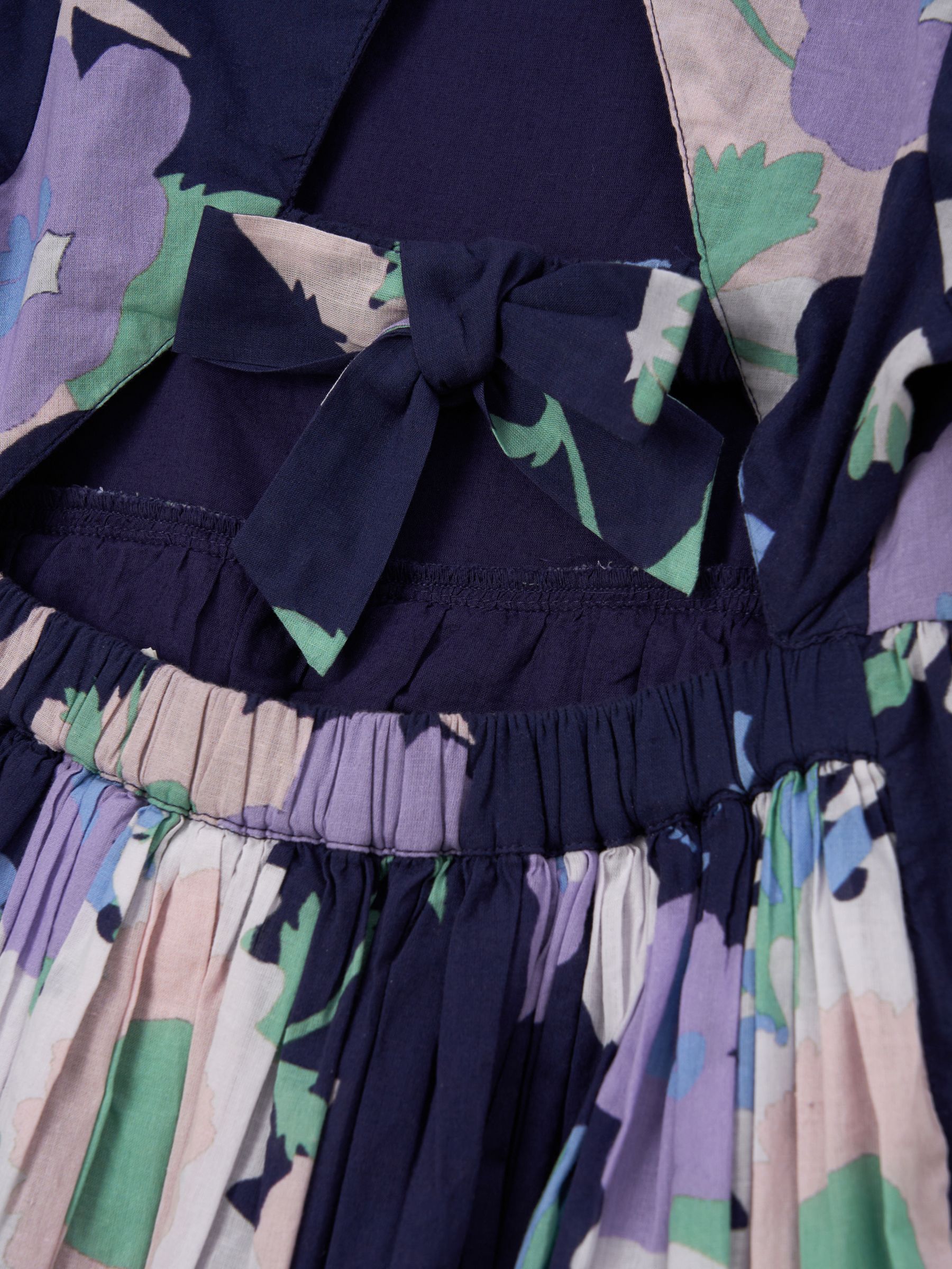 Angel & Rocket Kids' Evita Floral Print Tie Back Print Dress, Purple, 3 years