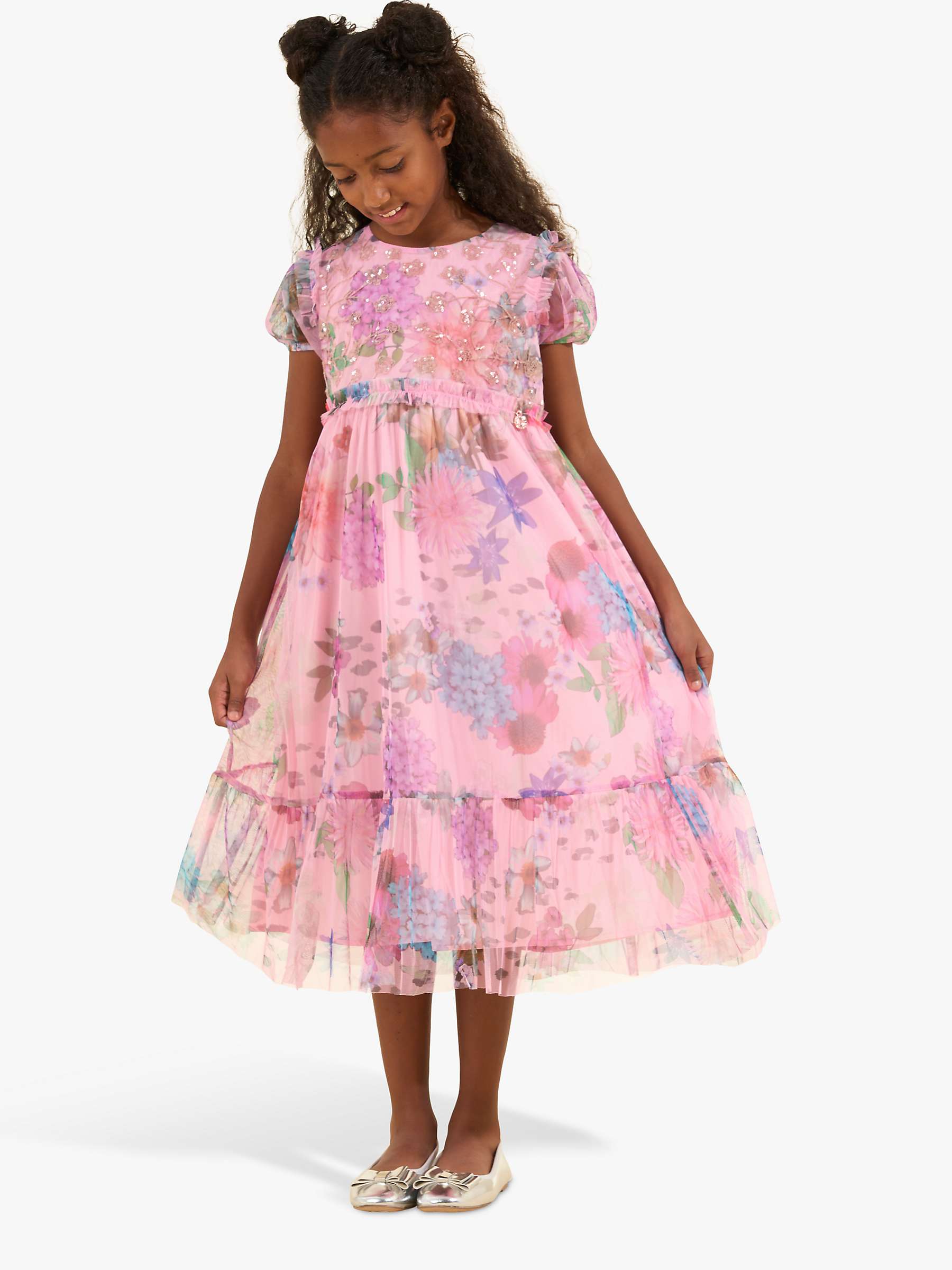 Buy Angel & Rocket Kids' Embroidered Floral Print Dress, Pink/Multi Online at johnlewis.com