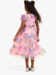 Angel & Rocket Kids' Embroidered Floral Print Dress, Pink/Multi