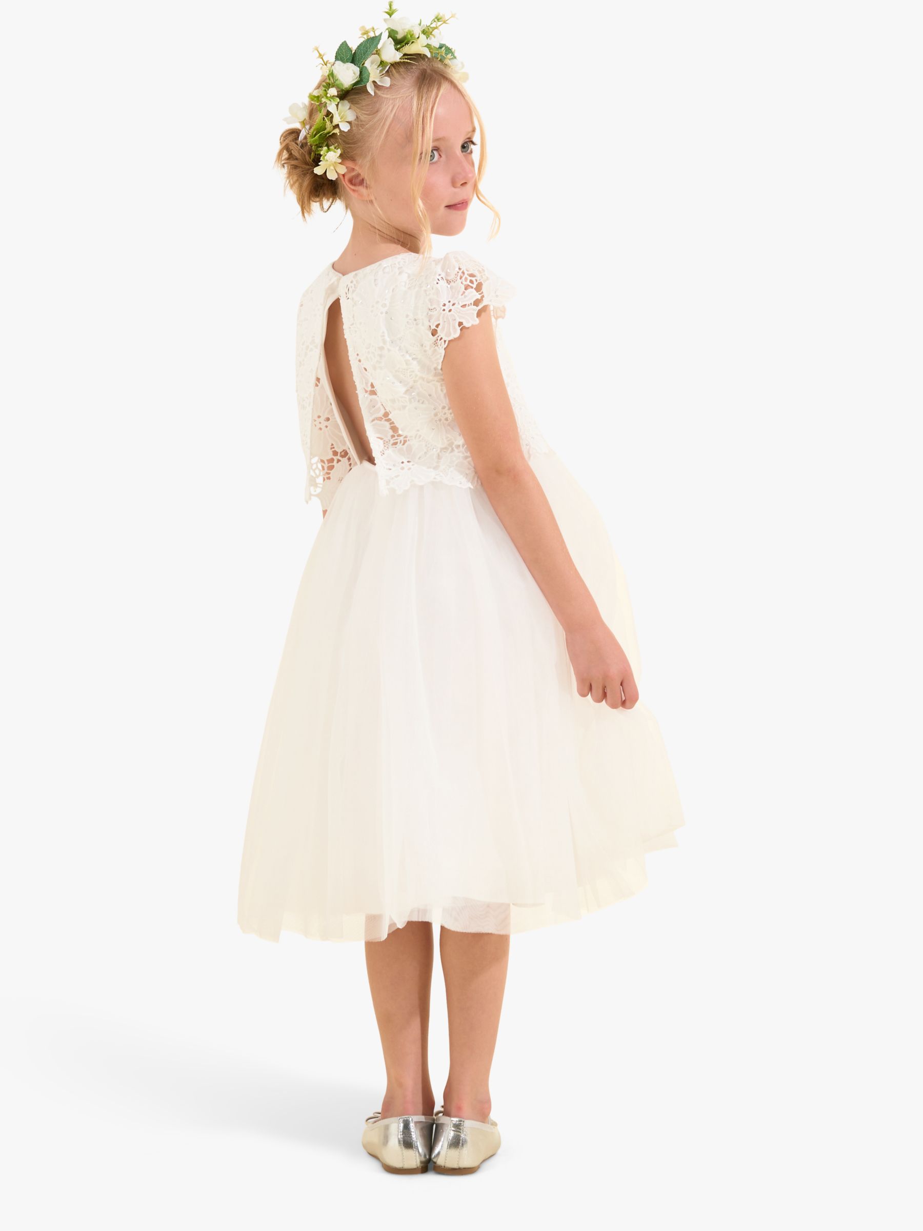 Angel & Rocket Kids' Esme Lace Bodice Dress, Ivory, 12 years