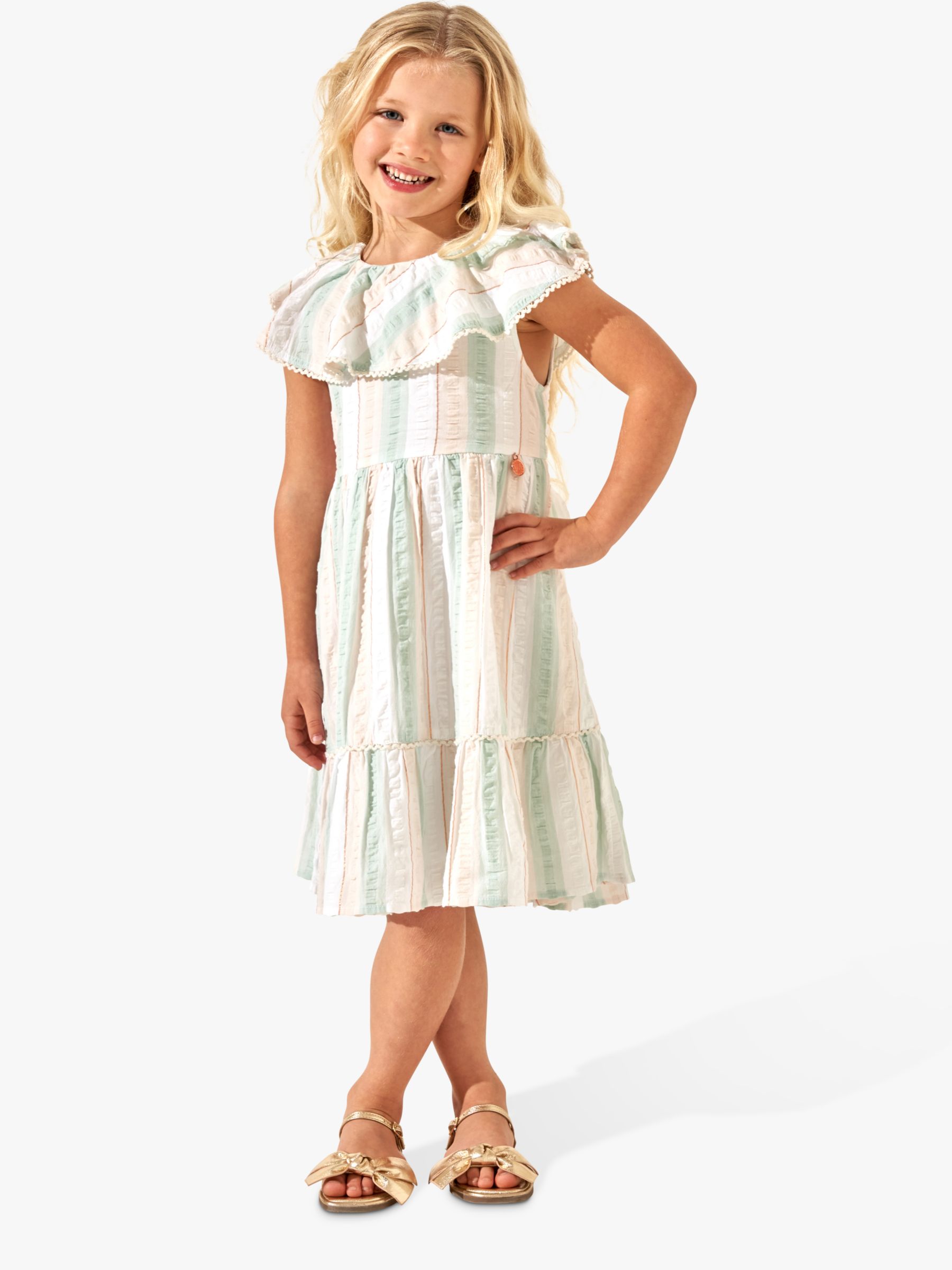 Angel & Rocket Kids' Tasha Oversized Collar Stripe Sundress, Multi, 8 years