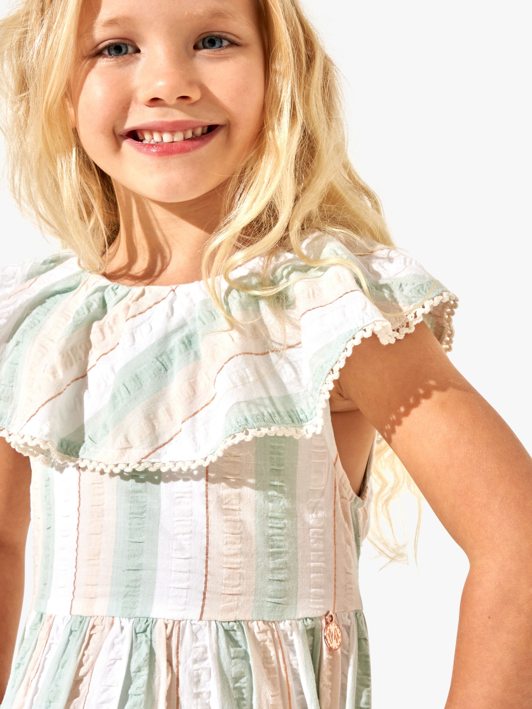 Angel & Rocket Kids' Tasha Oversized Collar Stripe Sundress, Multi, 8 years