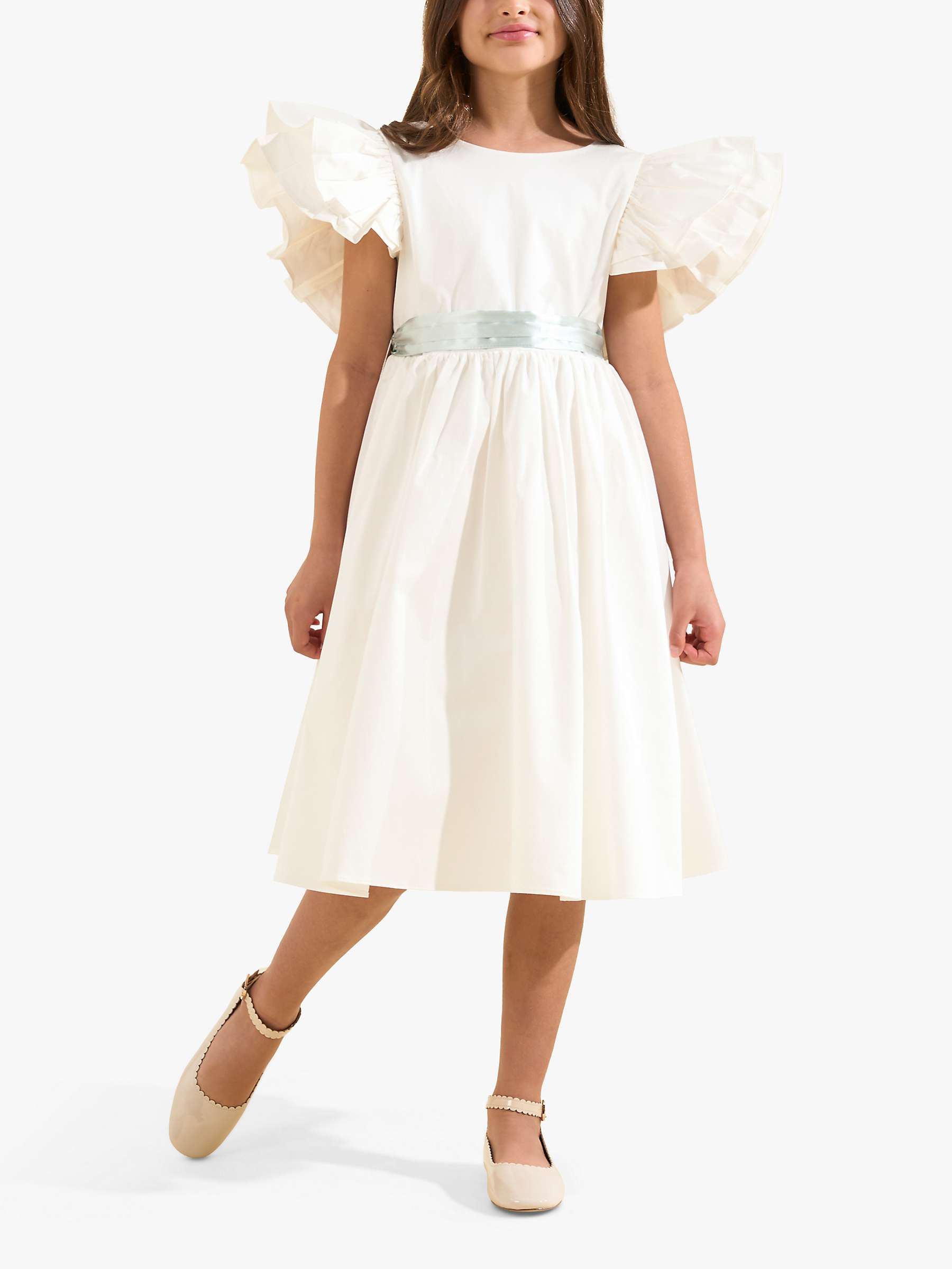 Buy Angel & Rocket Kids' Sylvie Taffeta Sash Dress, White/Blue Online at johnlewis.com