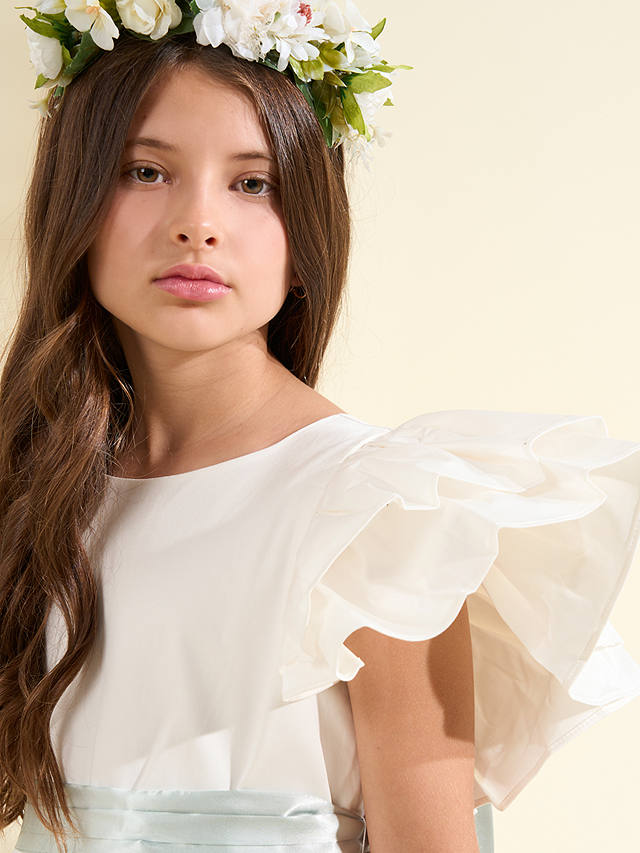 Angel & Rocket Kids' Sylvie Taffeta Sash Dress, White/Blue