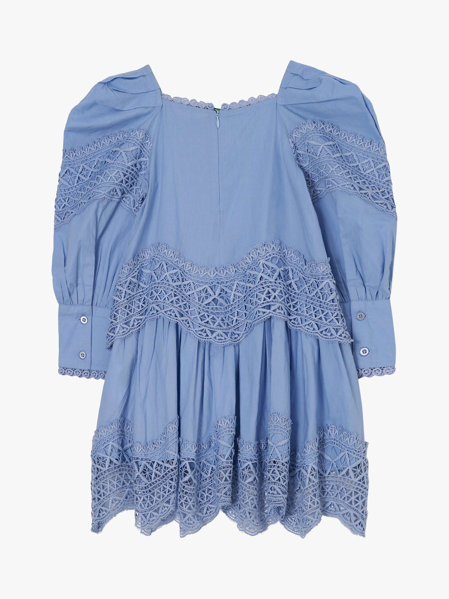 Buy Angel & Rocket Kids' Lace Pintuck Knee Length Dress, Cornflower Online at johnlewis.com