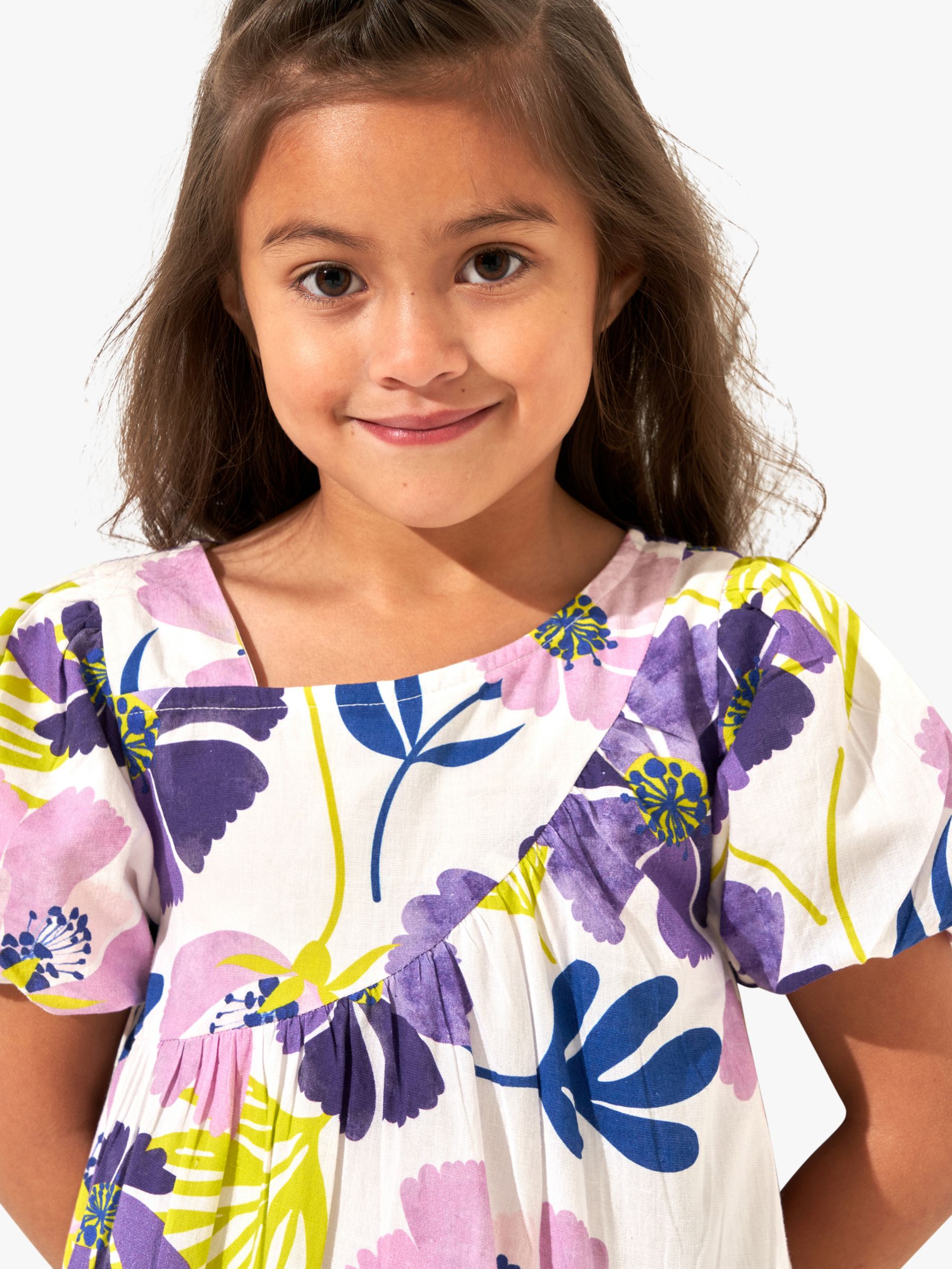 Buy Angel & Rocket Kids' Jodie Orchid Print Asymmetric Swing Dress, Multi Online at johnlewis.com