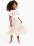 Angel & Rocket Kids' Azalea Floral Print Ballerina Dress, Ivory/Multi