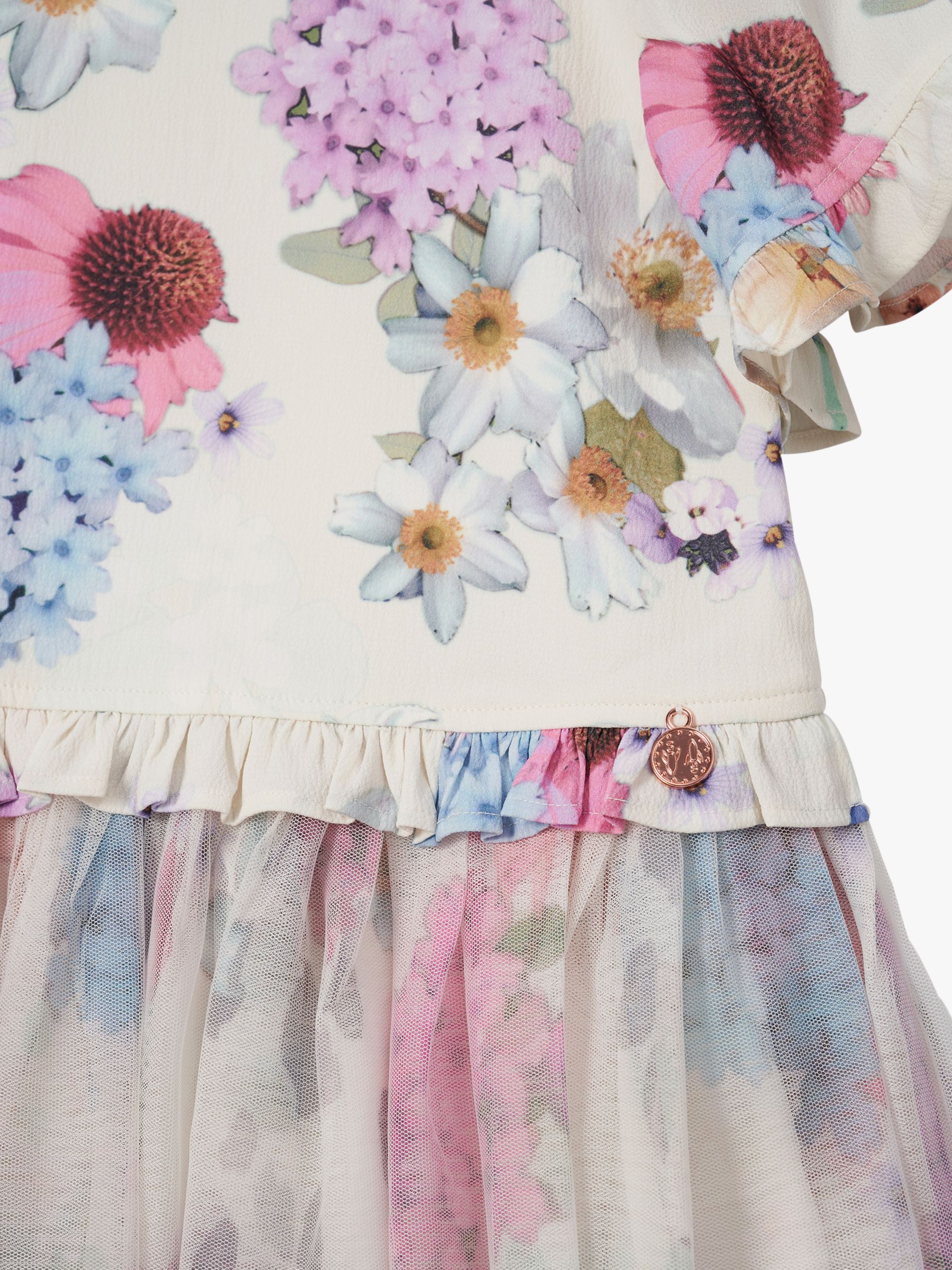 Angel & Rocket Kids' Azalea Floral Print Ballerina Dress, Ivory/Multi, 10 years