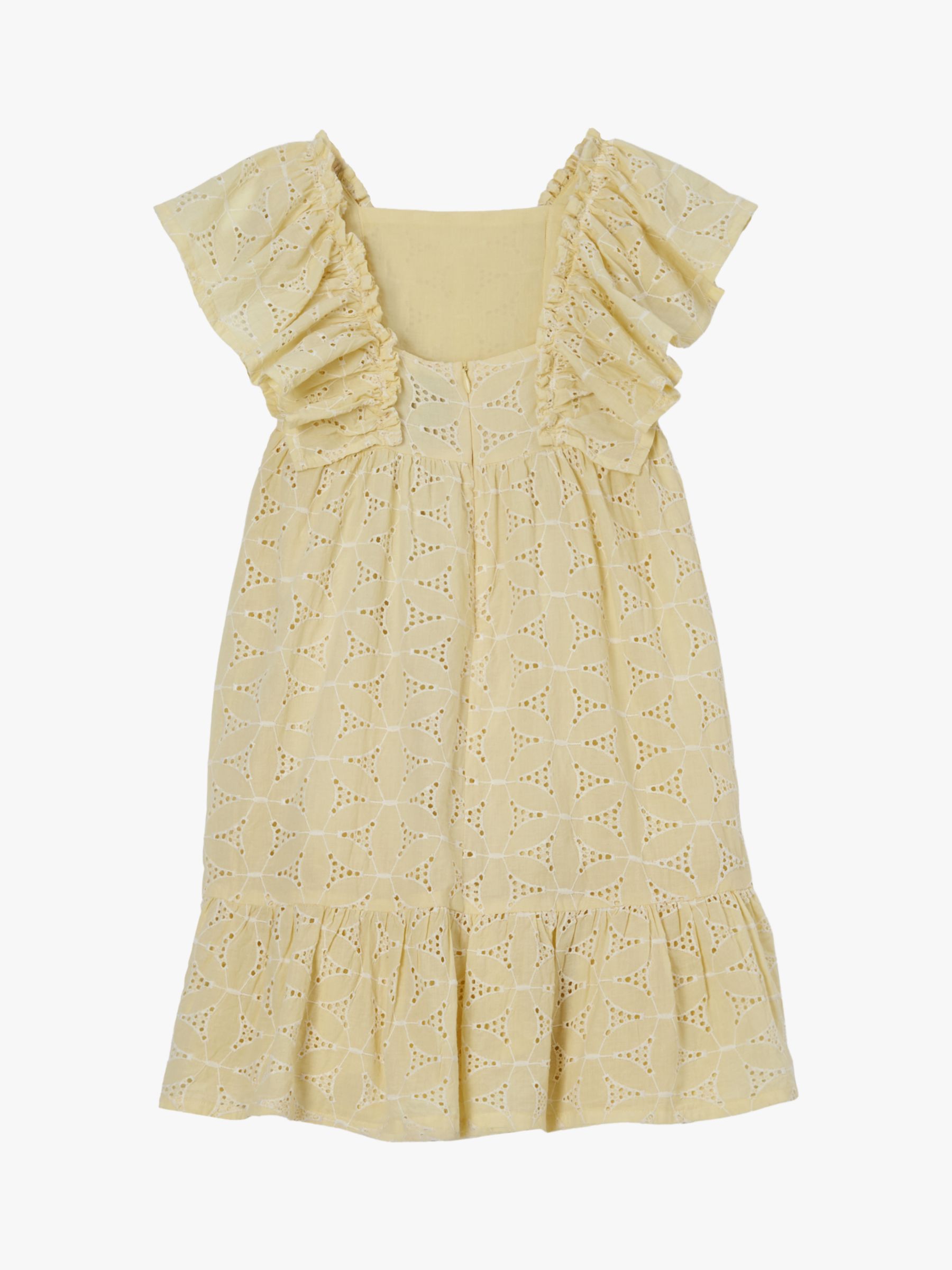 Buy Angel & Rocket Kids' Sara Ruffle Detail Broderie Swing Dress, Lemon Online at johnlewis.com