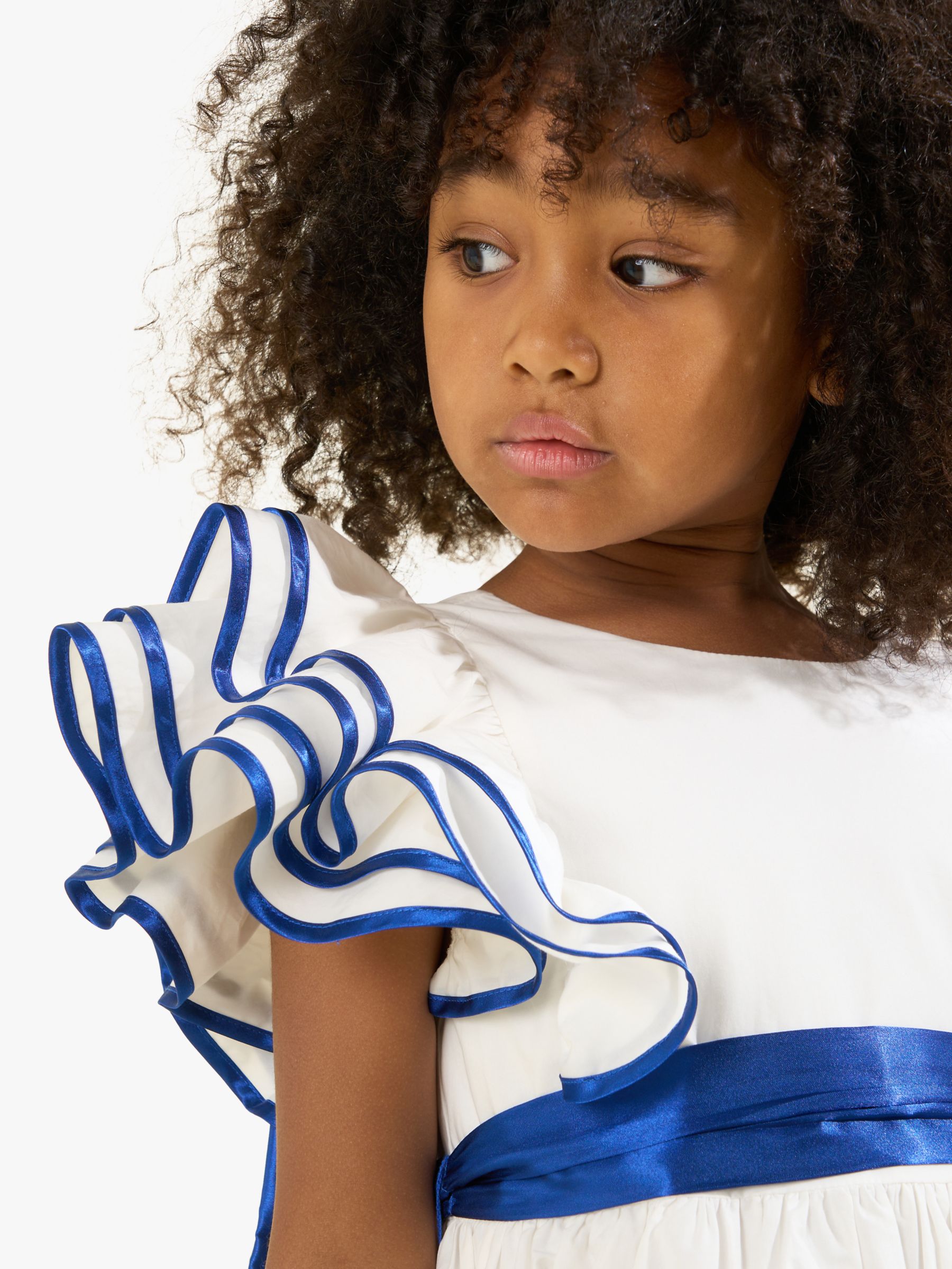 Angel & Rocket Kids' Emilie Border Print Tie Sash Dress, White/Multi, 4 years