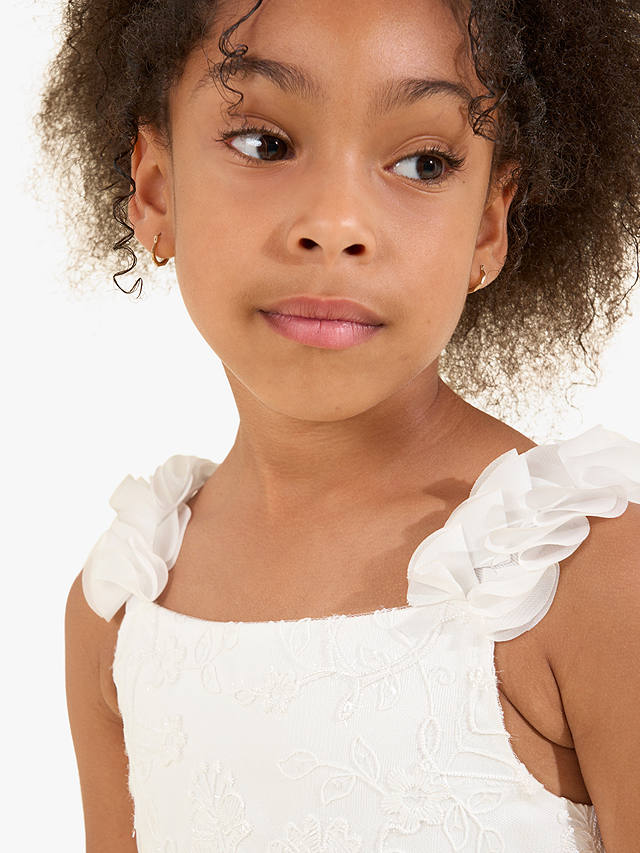 Angel & Rocket Kids' Olivia Sparkle Embroidered Ocassion Dress, White