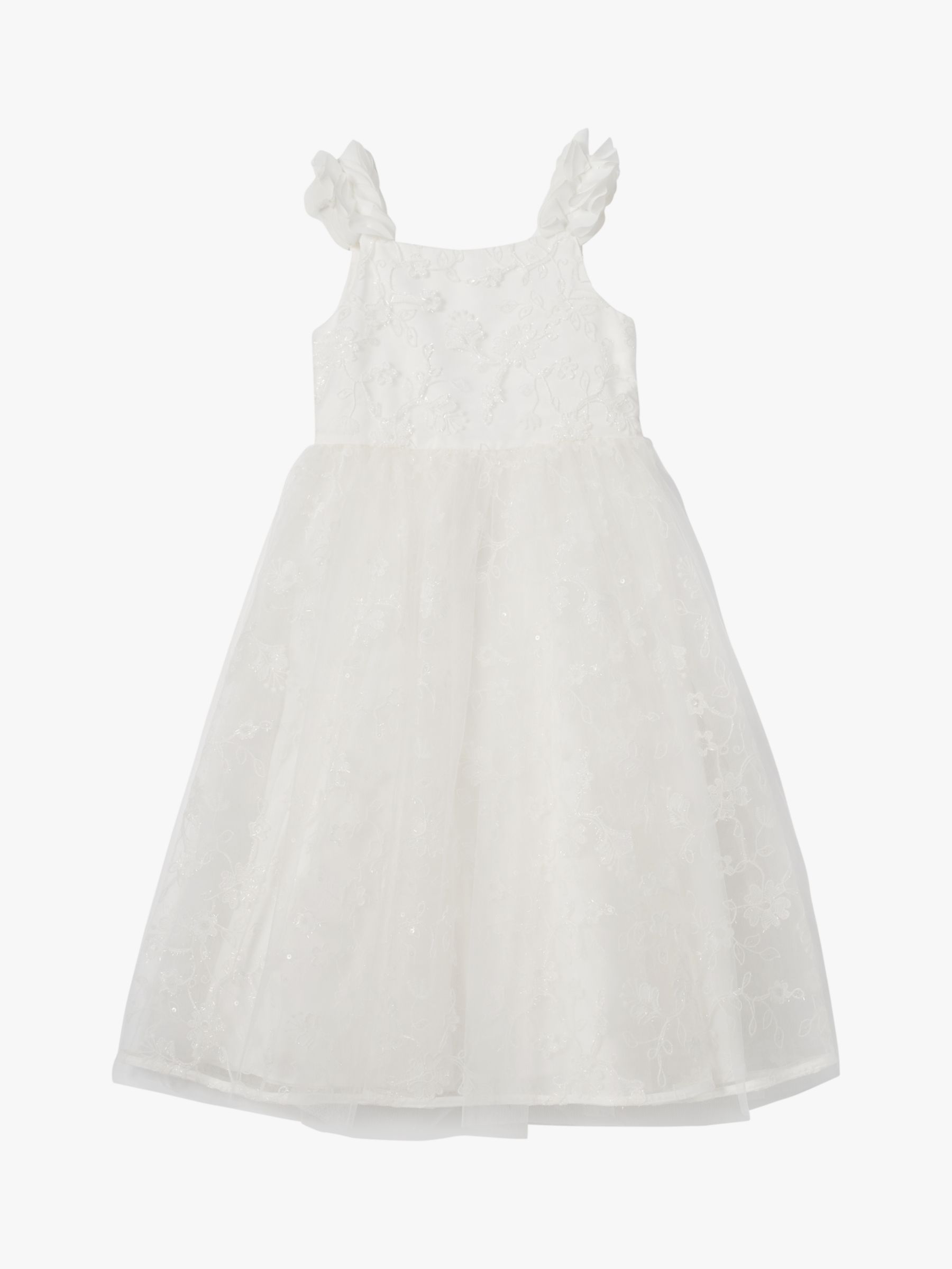 Angel & Rocket Kids' Olivia Sparkle Embroidered Ocassion Dress, White, 9 years