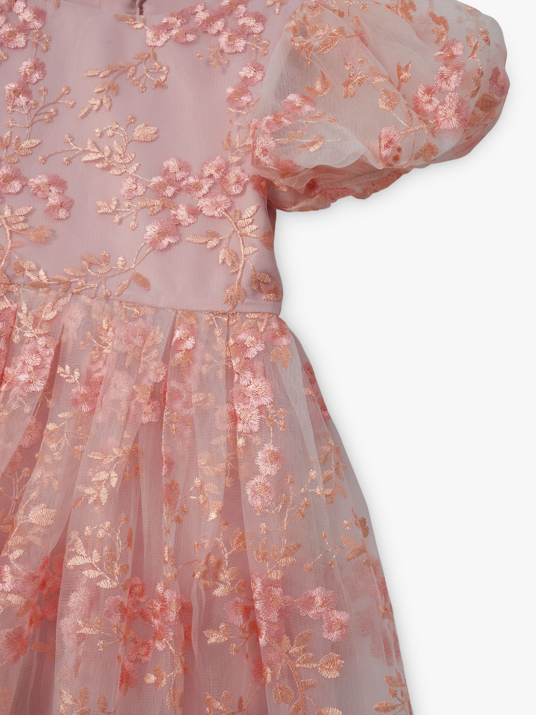 Buy Angel & Rocket Kids' Noemie Floral Embroidered Dress, Pink Online at johnlewis.com